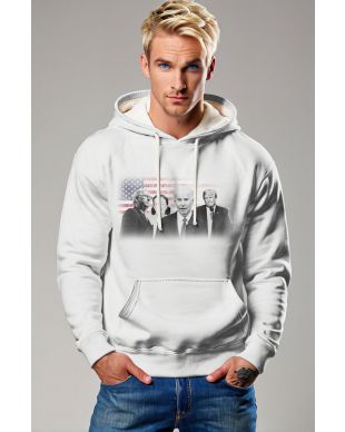 White Retro Comfortable Presidential Memorial Hoodie