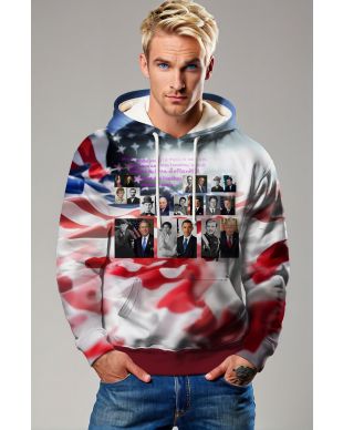 Comfortable Red Presidential Portrait Hoodie