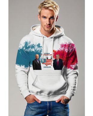 Presidential Face Map Hoodie with Biden Trump Splatter Print
