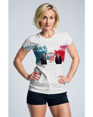 Unique Presidential Map Print White TShirt