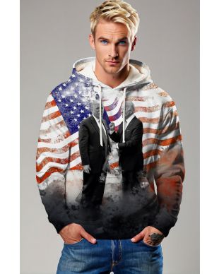 Orange USA Flag Presidential Portrait Hoodie