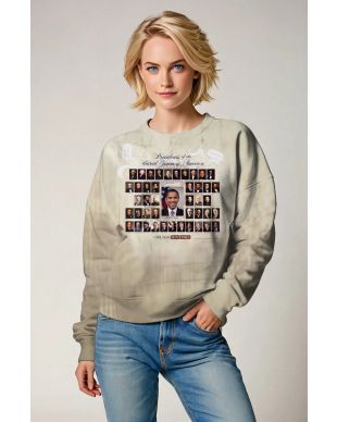 Presidential Portrait Blue Fashion Stamp Print Crewneck Sweatshirt