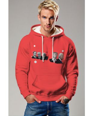 Cute Presidential Stickers Print Red Hoodie with Former US Presidents and Biden Trump Soft and Comfortable