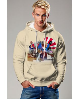 Presidential Memorial Yellow Hoodie with Cute Character Stickers