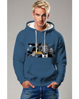Presidential Memorial Trump Cartoon Blue Hoodie