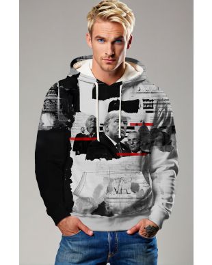 Edgy Black Presidential Print Hoodie