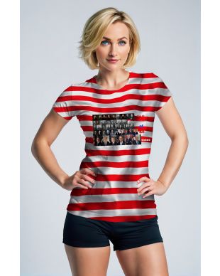 Presidential Portrait Print Unisex Red Striped TShirt
