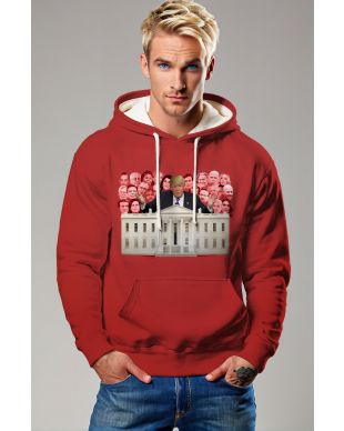 Retro Red Trump Presidential Print Comfy Unisex Hoodie