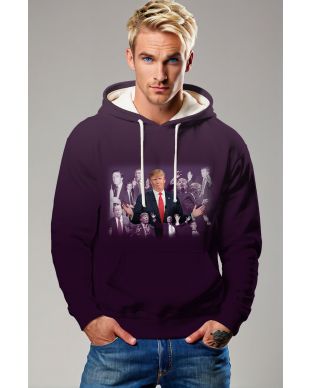 Trump Presidential Memorial Hoodie Purple Youth to Senior Growth Photos Classic Trump Gesture Unisex