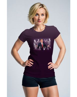 Presidential Trump Classic Comfortable Purple TShirt with Iconic Hand Gesture and Growth Images