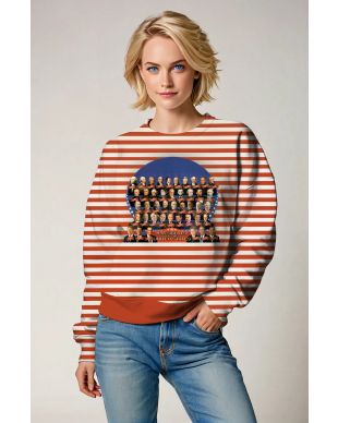 Presidential Portrait Striped Orange Comfortable Crewneck Sweatshirt