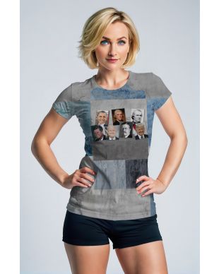 Presidential Portrait Blue and Grey Patchwork Comfort TShirt