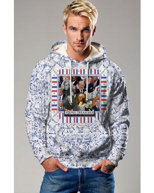 Vintage Blue Presidential Print Hoodie