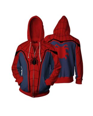 Spider-Man Homecoming Suit Zip Up Marvel Inspired Zip Up Hoodie