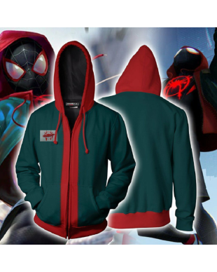 Spider-Man Miles Morales Zip Up Marvel Inspired Zip Up Hoodie