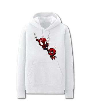 Super Funny Solid Color Hero Spiderman and Deadpool Cartoon Style Super Funny Solid Color Hoodie Solid
