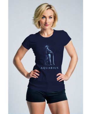 Aquarius Starry Glitter Constellation Unisex T-Shirts in Blue