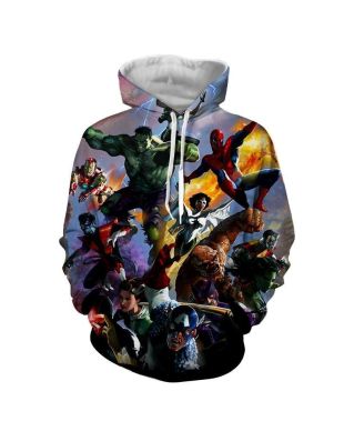 Avengers The Avengers All Heros Marvel Inspired Hoodie Black