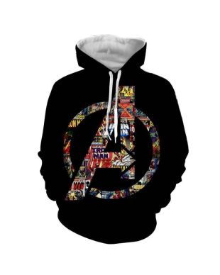 Avengers The Avengers Big Marvel Inspired Hoodie Black