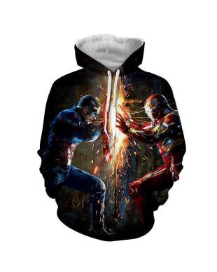 Avengers The Avengers Captain Ame Marvel Inspired Hoodie Black Classic Fit