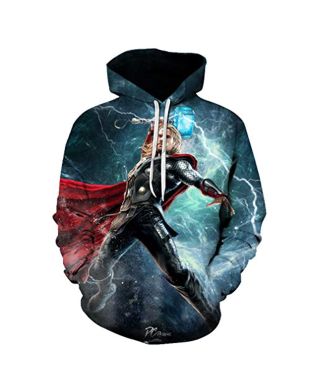 Thor Print Long Sleeve Pullov Marvel Inspired Hoodie