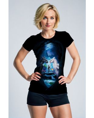  How to Train Your Dragon T‑Shirt – Deep Black & Blue Fantasy