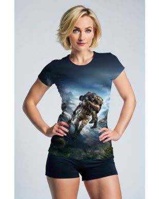 Blue‑Black Tactical Rescue Graphic T‑Shirt