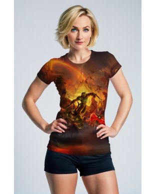  Brown Battle Scene Graphic T‑Shirt