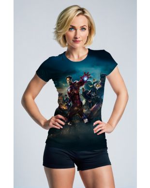 Dark Blue Avengers Iron Man Graphic T‑Shirt