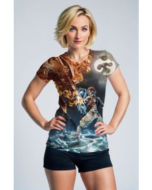 Brown & Blue Anime Battle T‑Shirt