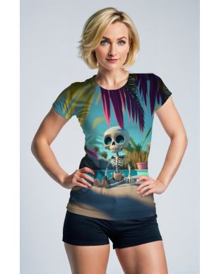 Aqua Blue Tropical Skeleton T-Shirt
