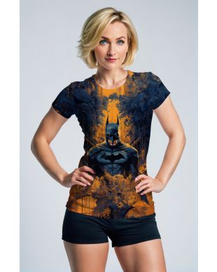 Dark Blue & Orange Batman Graphic T‑Shirt