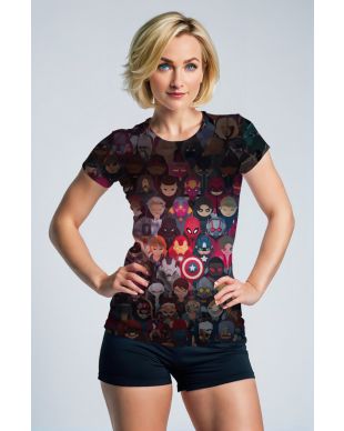 Dark Multicolor Marvel Heroes Graphic T‑Shirt