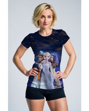Dark Blue Frozen Characters Graphic T‑Shirt