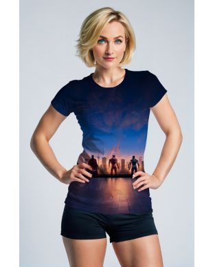 Dark Blue Avengers Sunset Skyline Graphic T‑Shirt