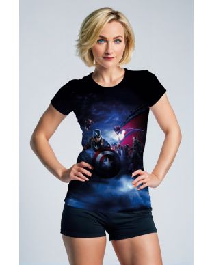 Dark Blue Captain America & Avengers Night Battle T‑Shirt