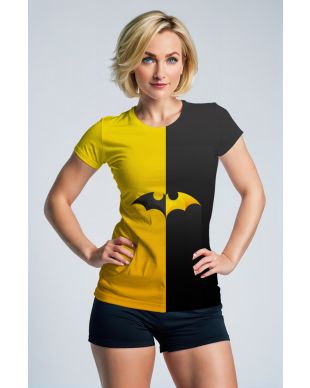 Superhero Bat Logo Graphic Apparel – Yellow & Black T‑Shirt