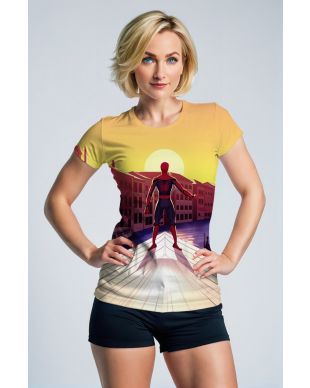 Sunset City Hero Graphic Apparel – Golden Yellow T‑Shirt