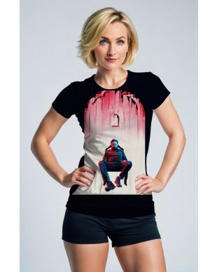 Edge Scene Art Tee – Black & White Red Highlight Edition