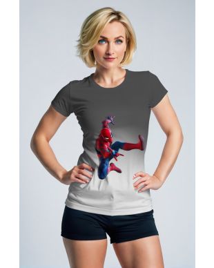 Gray & White Spider‑Man Graphic T‑Shirt – Dynamic Hero Leap