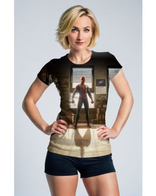 Dark Brown & Black Spider‑Man Room Scene Graphic T‑Shirt – Heroic Everyday Style