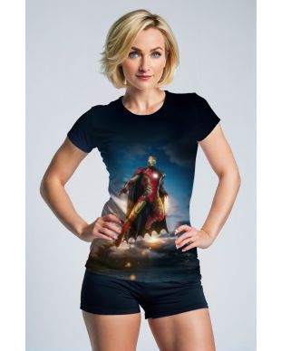 Dark Blue Iron Man Hero Cape Graphic T‑Shirt – Epic Flight Design