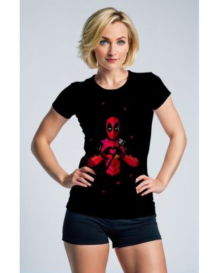 Black Deadpool Heart Hands Graphic T‑Shirt – Fun Hero Streetwear