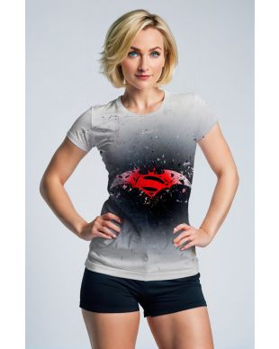 Light Gray Superman vs Batman Graphic T‑Shirt – Bold Hero Clash Tee