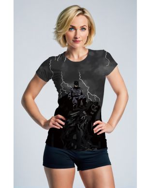 Batman Lightning Scene T‑Shirt – Charcoal Gray Casual Tee
