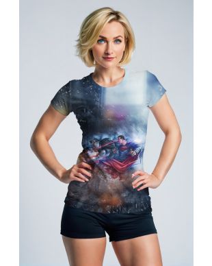 Dark Blue Superman Battle Graphic T‑Shirt