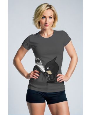 Dark Gray Chibi Batman T‑Shirt
