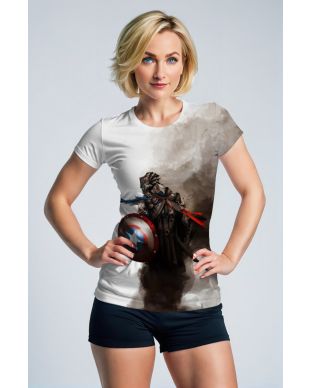 White Gradient Knight Captain America T-Shirt