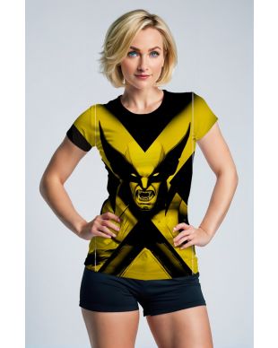 Yellow Warrior Graphic Tee – Black Slash Mask Design