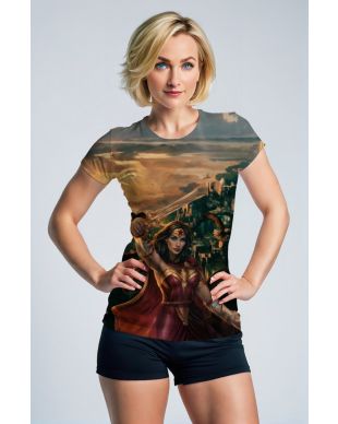 Golden-Red Tee – Fearless Warrior Goddess Illustration